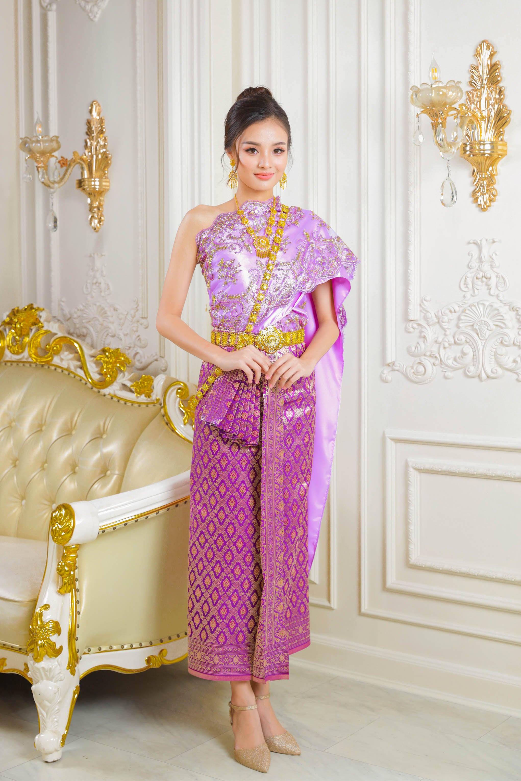 Thailand's national costume in purple